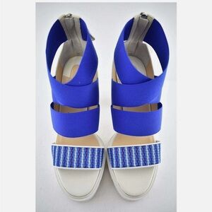 Christian Louboutin Blue and White Sandals with Adjustable Straps